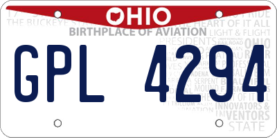 OH license plate GPL4294