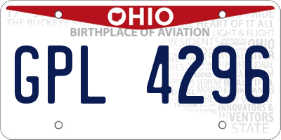 OH license plate GPL4296