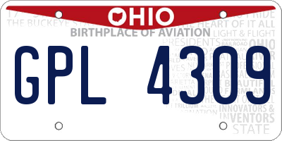 OH license plate GPL4309