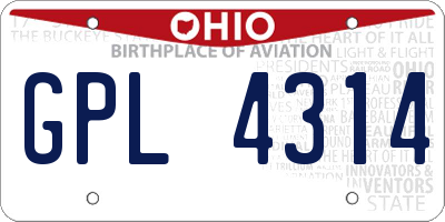OH license plate GPL4314