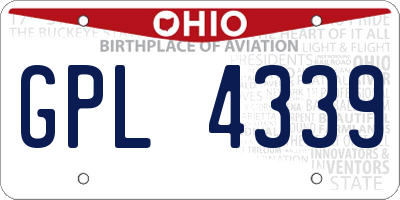 OH license plate GPL4339