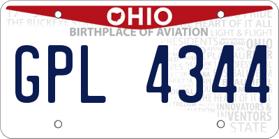 OH license plate GPL4344