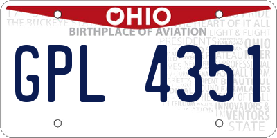 OH license plate GPL4351