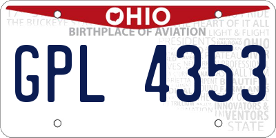 OH license plate GPL4353