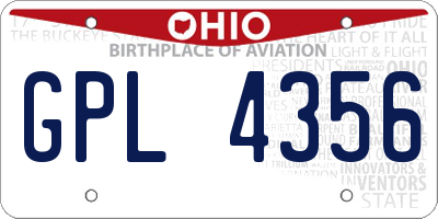 OH license plate GPL4356