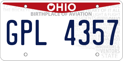 OH license plate GPL4357