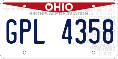 OH license plate GPL4358