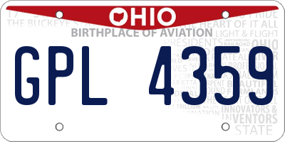 OH license plate GPL4359