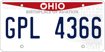 OH license plate GPL4366