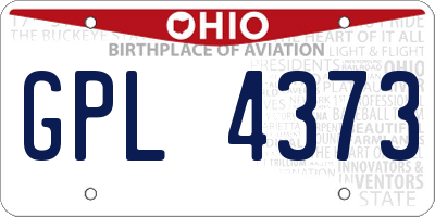 OH license plate GPL4373