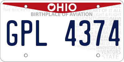 OH license plate GPL4374