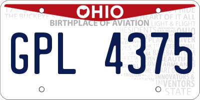 OH license plate GPL4375