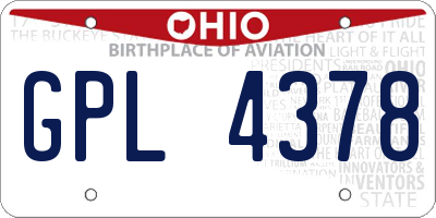 OH license plate GPL4378