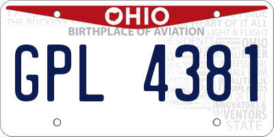OH license plate GPL4381