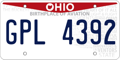 OH license plate GPL4392
