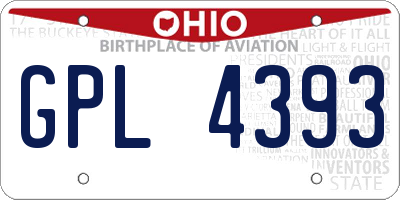 OH license plate GPL4393