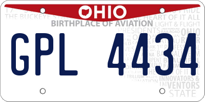 OH license plate GPL4434