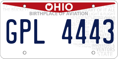 OH license plate GPL4443