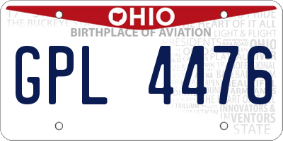 OH license plate GPL4476