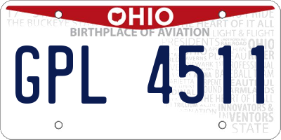 OH license plate GPL4511