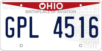 OH license plate GPL4516
