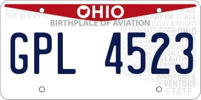 OH license plate GPL4523