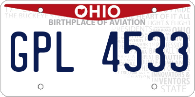 OH license plate GPL4533