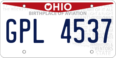 OH license plate GPL4537