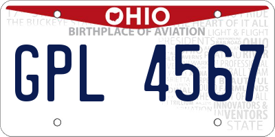 OH license plate GPL4567