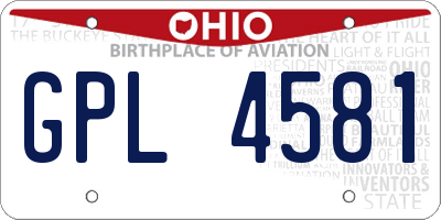 OH license plate GPL4581