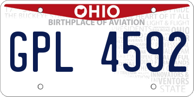 OH license plate GPL4592