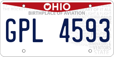 OH license plate GPL4593