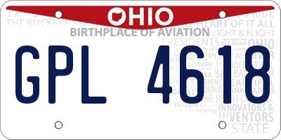 OH license plate GPL4618