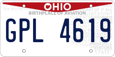 OH license plate GPL4619
