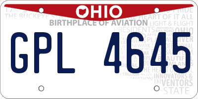 OH license plate GPL4645