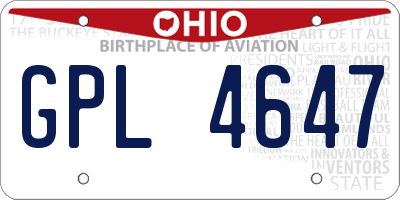 OH license plate GPL4647