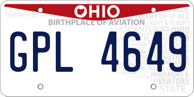 OH license plate GPL4649