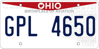 OH license plate GPL4650