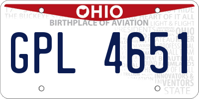 OH license plate GPL4651