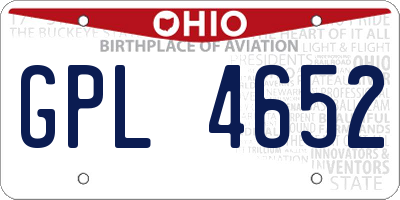 OH license plate GPL4652
