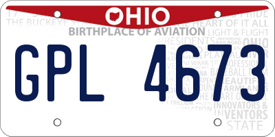 OH license plate GPL4673