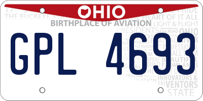 OH license plate GPL4693