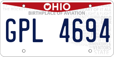 OH license plate GPL4694