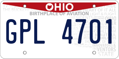 OH license plate GPL4701