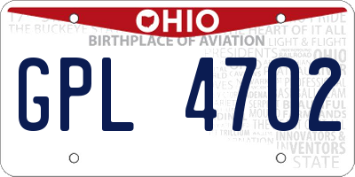 OH license plate GPL4702