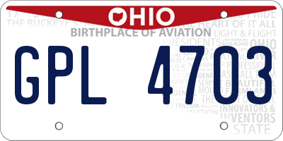 OH license plate GPL4703