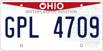 OH license plate GPL4709