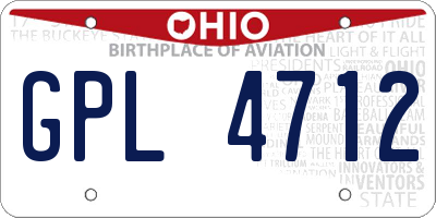 OH license plate GPL4712