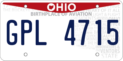 OH license plate GPL4715
