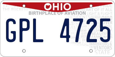 OH license plate GPL4725